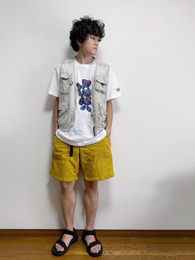 「INSTANT FAME（インスタントフェイム）のアイテム（トップス）」を使った、RUIさん（メンズ・166cm）の夏コーディネート