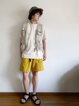 「アイテム（ベスト）」を使った、RUIさん（メンズ・166cm）の夏コーディネート