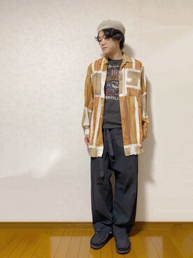 「CABANE de ZUCCa（カバンドズッカ）のアイテム（パンツ）」を使った、RUIさん（メンズ・166cm）の秋コーディネート