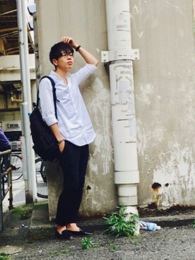 「定番」｜「アイテム（スリッポン）」を使った、yokkonさん（メンズ・178cm）の春コーディネート