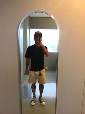 「RADIALL（ラディアル）のアイテム（キャップ）」を使った、まなべ しゅうさん（メンズ・165cm）の夏コーディネート