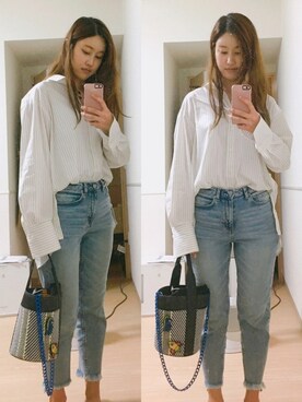 「ビックシルエットシャツ」｜®️さん（レディース・163cm）の夏コーディネート
