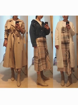 「ジージャン」｜「アイテム（トレンチコート）」を使った、®️さん（レディース・163cm）の春コーディネート
