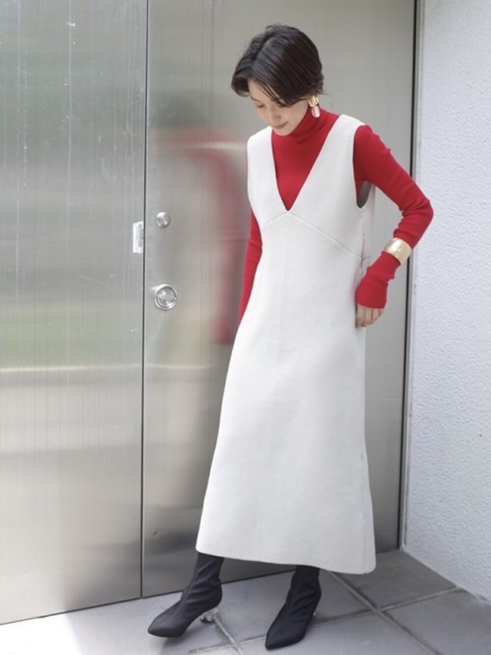 ayakoさんの「Vネックニットジャンパースカート（LAGUNAMOON）」を使ったコーディネート