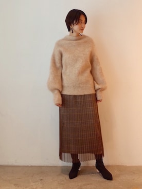 「秋のブラウンスタイル」｜「アイテム（アクセサリー）」を使った、ayakoさん（レディース・160cm）の秋コーディネート