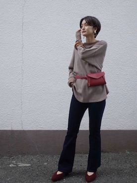 「秋のブラウンスタイル」｜「アイテム（アクセサリー）」を使った、ayakoさん（レディース・160cm）の夏コーディネート
