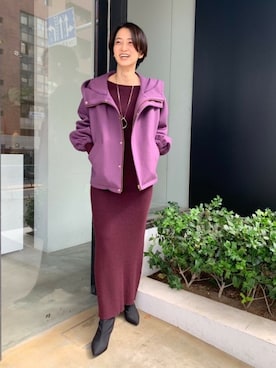 「カラーコート」｜「アイテム（アクセサリー）」を使った、ayakoさん（レディース・160cm）の秋コーディネート