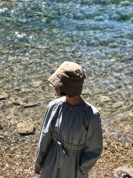 「淘宝のアイテム（キャップ、ベージュ系）」を使った、ReenieGuoさん（レディース・160cm）の夏コーディネート