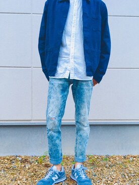 「ノーカラーシャツ」｜「アイテム（その他アウター）」を使った、koUoKさん（メンズ・175cm）の秋コーディネート
