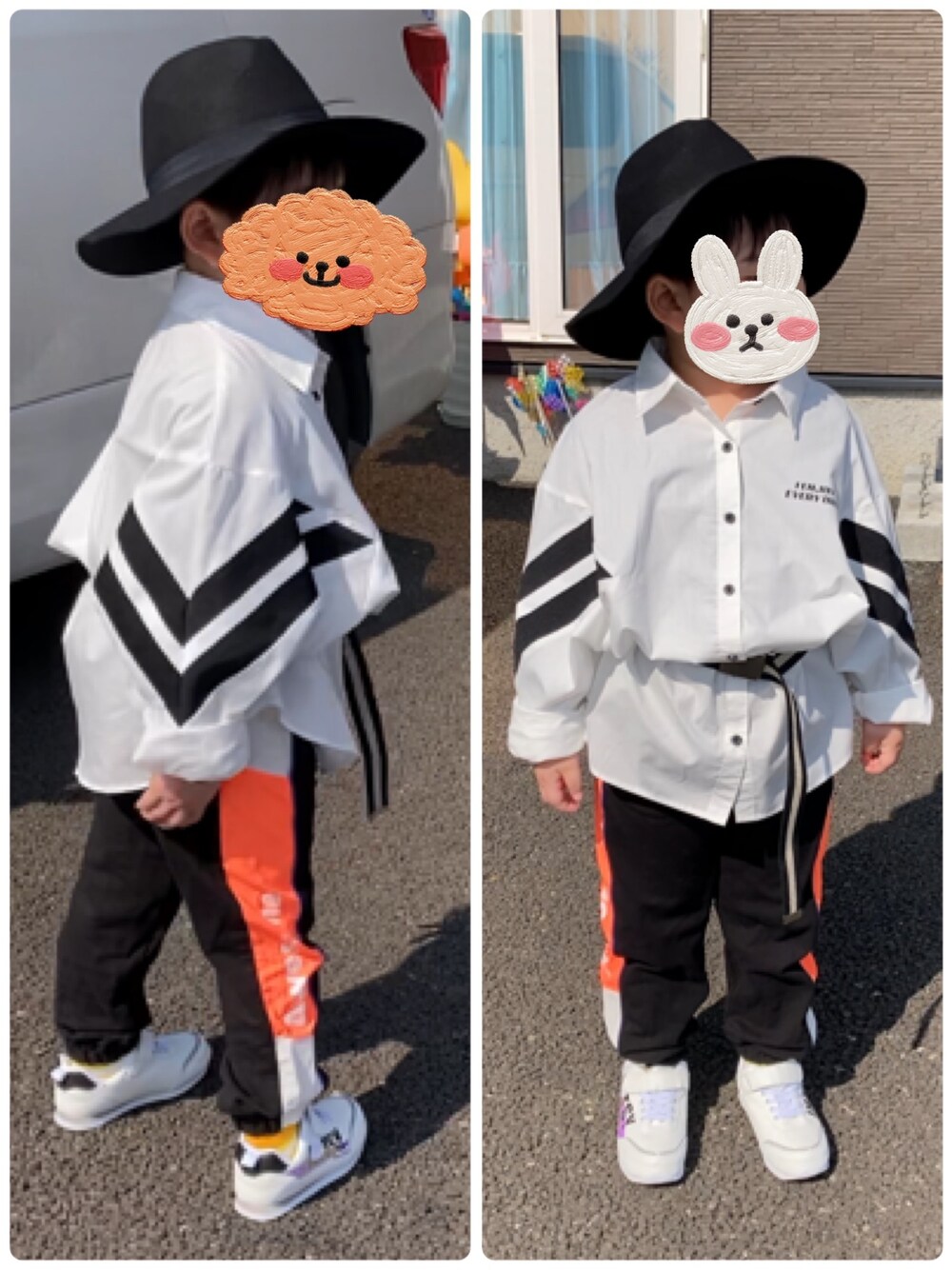 「春めきシューズ、プチプラコーデ、白シャツ、ハット、しまむら、BREEZE、西松屋、アベイル、おしゃれさんと繋がりたい、いいね、save、フォローお願いします🤑」｜「しまむらのアイテム（シャツ/ブラウス、ホワイト系）」を使った、皇琥さん（キッズ・120cm）の春コーディネートの1枚目の写真