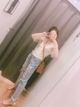 「CHARLES & KEITH（チャールズ & キース）のアイテム（アクセサリー）」を使った、肉肉肉肉肉rooさん（レディース・160cm）の夏コーディネート