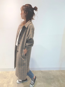 「やっぱりストリートが好き」｜「アイテム（チェスターコート）」を使った、Saayaaamamさん（レディース・162cm）の秋コーディネート