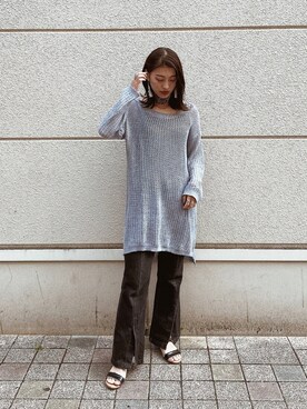 「soduk（スドーク）のアイテム（デニムパンツ、ブラック系）」を使った、yuukaさん（レディース・157cm）の秋コーディネート