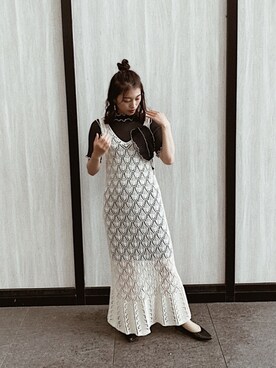 「Ray BEAMS（レイビームス）のアイテム（ワンピース/ドレス、ホワイト系）」を使った、yuukaさん（レディース・157cm）の秋コーディネート