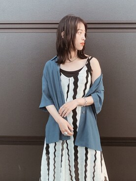 「不明のアイテム（ワンピース、ホワイト系）」を使った、yuukaさん（レディース・157cm）の秋コーディネート