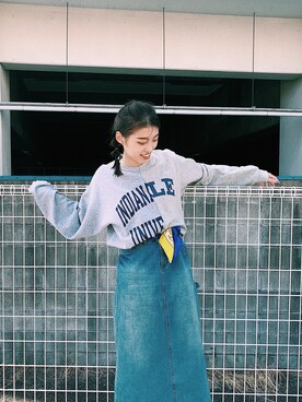 「Champion（チャンピオン）のアイテム（スウェット、グレー系）」を使った、yuukaさん（レディース・157cm）の秋コーディネート