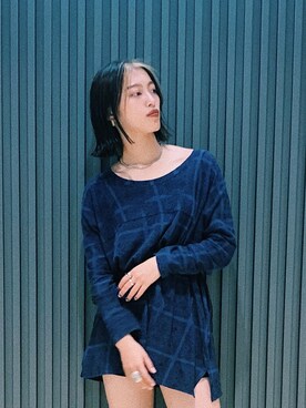 「ZUCCa（ズッカ）のアイテム（トップス、ブルー系）」を使った、yuukaさん（レディース・157cm）の秋コーディネート