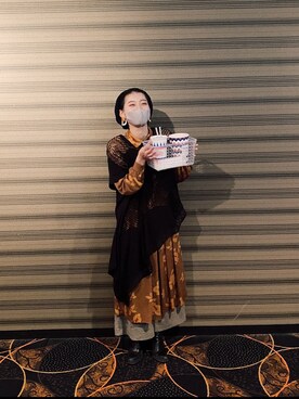 「おおぶりピアス」｜「アイテム（ワンピース）」を使った、yuukaさん（レディース・157cm）の冬コーディネート