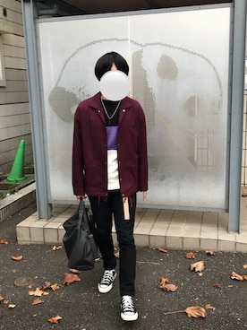 「BASECONTROL（ベースコントロール）のアイテム（バッグ）」を使った、Junさん（メンズ・170cm）の秋コーディネート