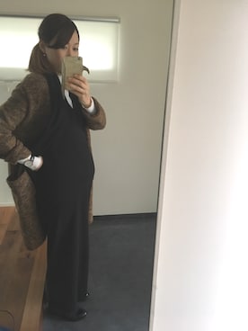 「コーディガン」｜「アイテム（オールインワン・サロペット）」を使った、ゆう☺︎さん（レディース・166cm）の冬コーディネート