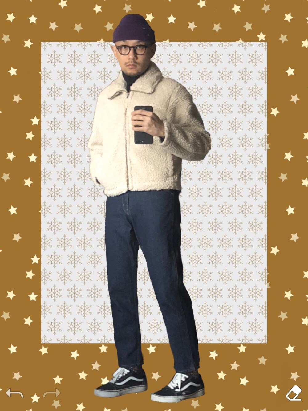 「UNIQLOのアイテム（デニムパンツ、ブルー系）」を使った、joeloopさん（メンズ・173cm）の冬コーディネートの1枚目の写真