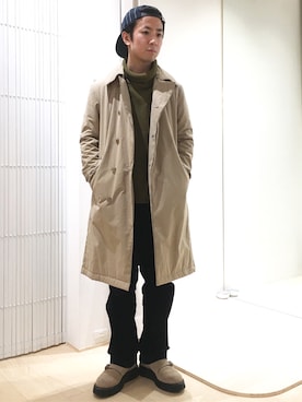 「FACTOTUM（ファクトタム）のアイテム（トレンチコート）」を使った、Takahiro_Kudoseさん（メンズ・163cm）の冬コーディネート