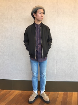 「アイテム（ブルゾン）」を使った、Takahiro_Kudoseさん（メンズ・163cm）の春コーディネート