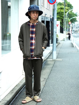 「アイテム（サンダル）」を使った、Takahiro_Kudoseさん（メンズ・163cm）の夏コーディネート