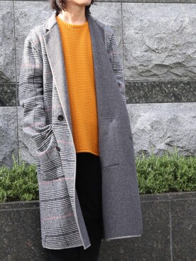 「FACTOTUM（ファクトタム）のアイテム（チェスターコート）」を使った、Takahiro_Kudoseさん（メンズ・163cm）の秋コーディネート