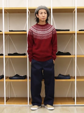 「アイテム（ニット/セーター）」を使った、Takahiro_Kudoseさん（メンズ・163cm）の秋コーディネート