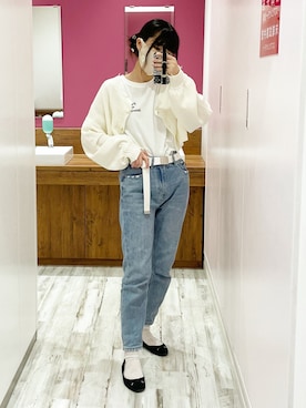 「SPINNS(スピンズ)のアイテム(シュシュ)」を使った、ノンさん(レディース・159cm)の春コーディネート