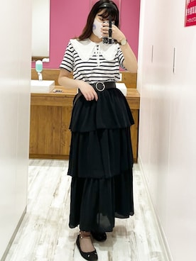 「アイテム（付け襟）」を使った、ノンさん（レディース・159cm）の夏コーディネート