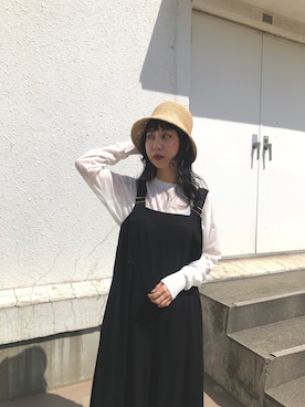 「153cm」｜「アイテム（オールインワン・サロペット）」を使った、イダマイさん（レディース・153cm）の春コーディネート