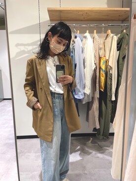 「GARAGE OF GOOD CLOTHING（ガレージオブグッドクロージング）のアイテム（ジャケット/アウター）」を使った、イダマイさん（レディース・153cm）の秋コーディネート