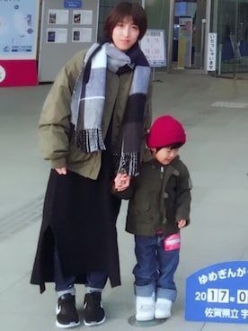 「アイテム（MA-1）」を使った、chiiさん（レディース・156cm・40代）の冬コーディネート