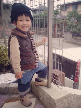 「CHIP TRIP（チップトリップ）のアイテム」を使った、chiiさん（キッズ・90cm）の秋コーディネート