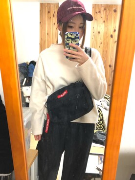 「MILKFED.（ミルクフェド）のアイテム（ショルダーバッグ、ブラック系）」を使った、Nさん（レディース・153cm）の冬コーディネート