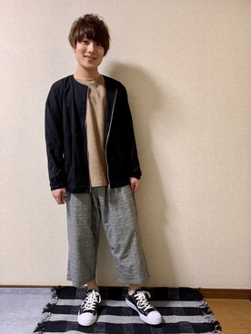 「Champion（チャンピオン）のアイテム（スニーカー）」を使った、ちょろりすさん（メンズ・156cm）の秋コーディネート