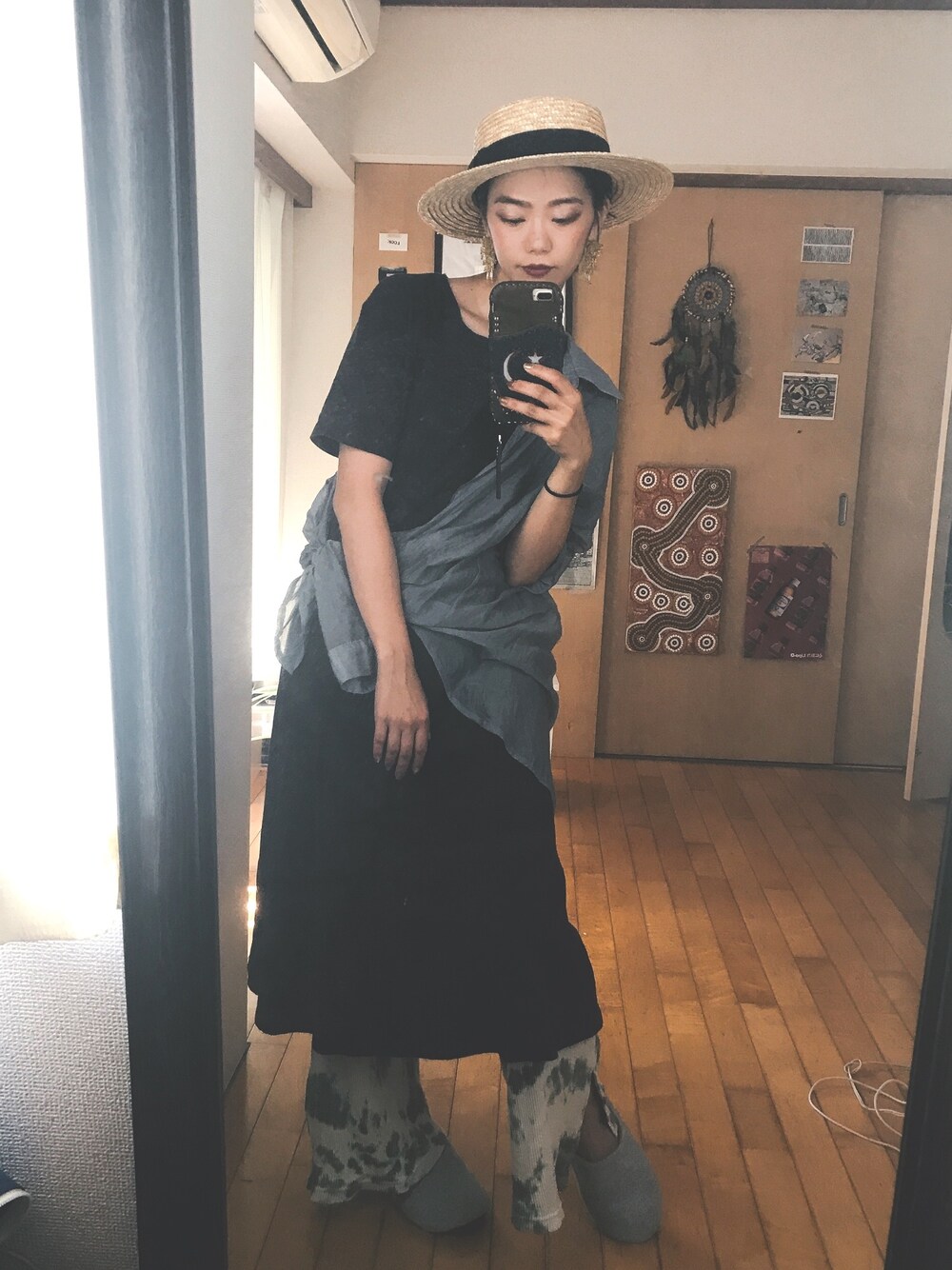 「ラクチンコーデ、休日スタイル、低身長、ゆるコーデ、くすみカラー」｜「SPIRALGIRLのアイテム（シャツ/ブラウス、グレー系）」を使った、みくみくはらりらさん（レディース・154cm）の秋コーディネートの1枚目の写真