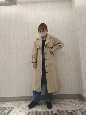 「one after another NICE CLAUP（ワンアフターアナザーナイスクラップ）のアイテム（トレンチコート）」を使った、さゆみさん（レディース・163cm）の冬コーディネート