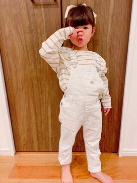 「Right-on（ライトオン）のアイテム（サロペット/オーバーオール）」を使った、rurireさん（キッズ・100cm）の春コーディネート
