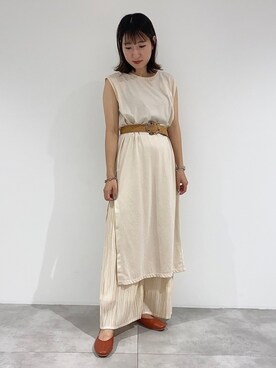 「SENSE OF PLACE by URBAN RESEARCH（センスオブプレイスバイアーバンリサーチ）のスクエアトウセンターシームフラットシューズ（パンプス）」を使った、naoさん（レディース・158cm）の夏コーディネート