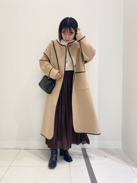 「パイピングコート」｜「アイテム（その他シューズ）」を使った、naoさん（レディース・158cm）の冬コーディネート