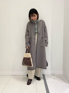 「パイピングコート」｜「アイテム（その他シューズ）」を使った、naoさん（レディース・158cm）の冬コーディネート