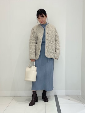 「SENSE OF PLACE by URBAN RESEARCH（センスオブプレイスバイアーバンリサーチ）のアイテム（ノーカラージャケット）」を使った、naoさん（レディース・158cm）の冬コーディネート