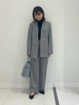 「SENSE OF PLACE by URBAN RESEARCH（センスオブプレイスバイアーバンリサーチ）のアイテム（ノーカラージャケット）」を使った、naoさん（レディース・158cm）の冬コーディネート