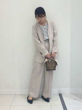 「SENSE OF PLACE by URBAN RESEARCH（センスオブプレイスバイアーバンリサーチ）のアイテム（ノーカラージャケット）」を使った、naoさん（レディース・158cm）の春コーディネート