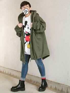 「Rodeo Crowns（ロデオクラウンズ）のアイテム（モッズコート）」を使った、KYOKOさん（レディース・156cm）の秋コーディネート