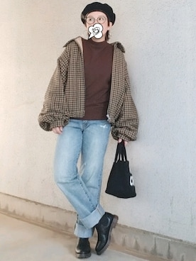 「RODEO CROWNS WIDE BOWL（ロデオクラウンズワイドボウル）のアイテム（ハンチング/ベレー帽）」を使った、KYOKOさん（レディース・156cm）の冬コーディネート