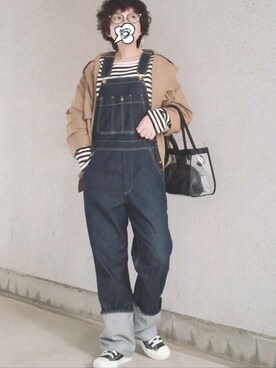 「Rodeo Crowns（ロデオクラウンズ）のアイテム（サロペット/オーバーオール）」を使った、KYOKOさん（レディース・156cm）の春コーディネート